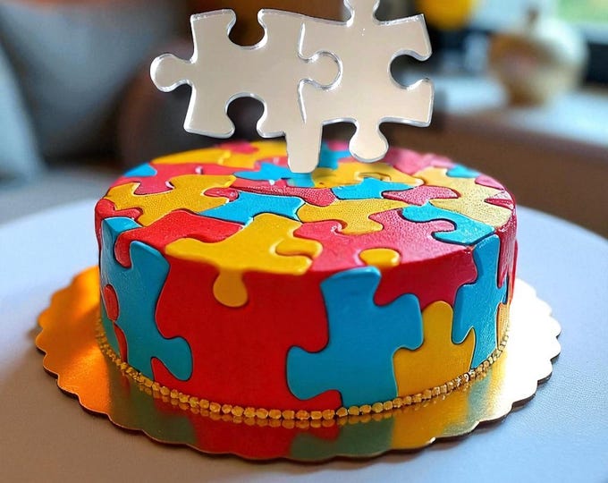 Jigsaw Puzzle Acrylic Cake Topper: Custom Color Options