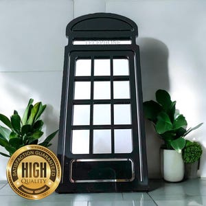 English Telephone Box Design Framed Garden Mirrors, large sizes up to 80cn, Engraving Services (Indoor & Outdoor Use)