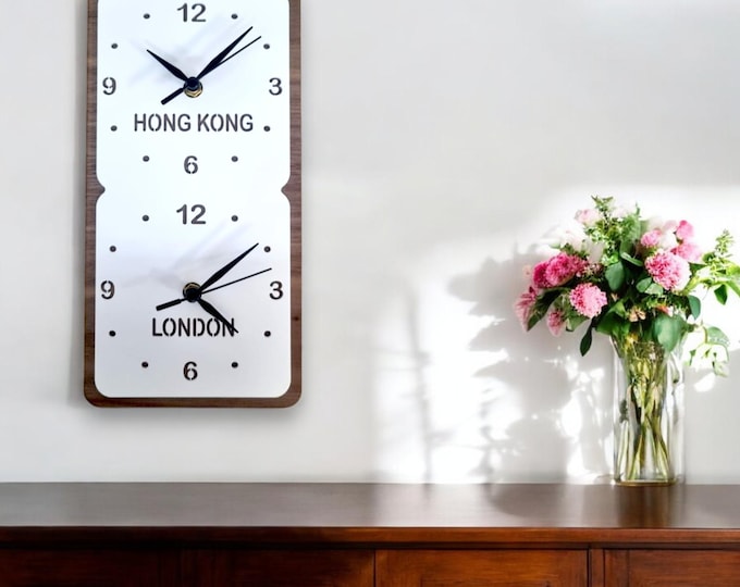 Custom Vertical Time Zone Clock: Personalized Colors & Names