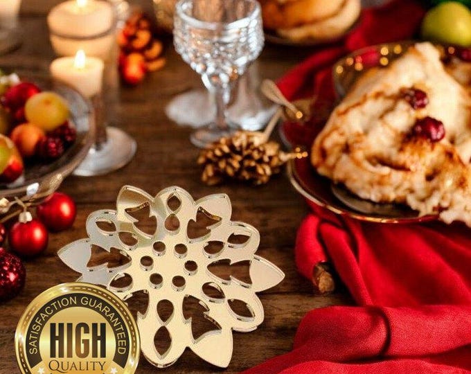 Snowflake Shaped Coasters in Mirrored Colours, Sets of 4, 6 or 8, Custom Sizes & Shapes