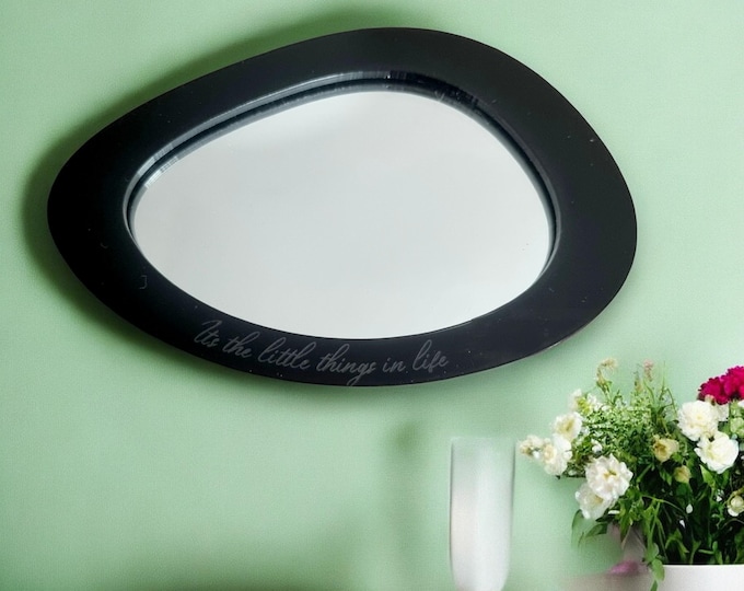 Pebble Shaped Acrylic Mirror with Colored Frame & Hooks