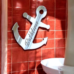 Custom Anchor Acrylic Mirror: Engraved Nautical Decor