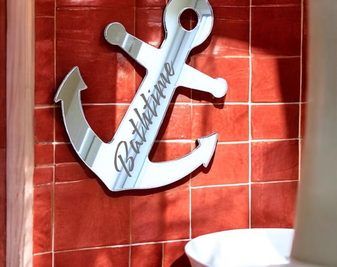 Custom Anchor Acrylic Mirror: Engraved Nautical Decor