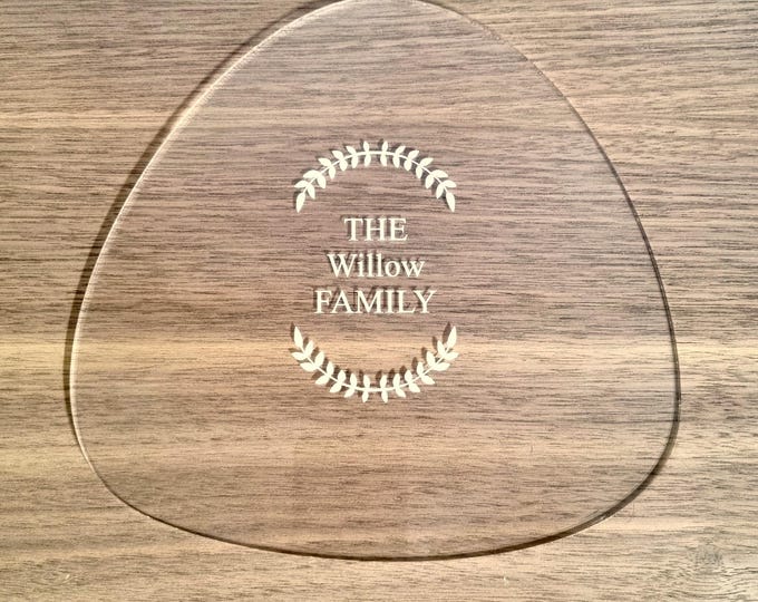 Clear Pebble Shaped Placemats & Coasters, Custom Sizes, Shapes, Colours, Engraved or Plain