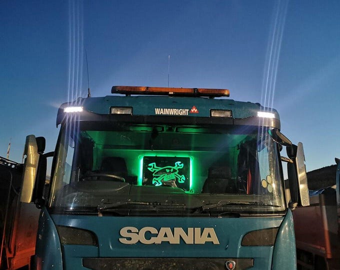 Custom Mirrored Back Lit Truck / Cab Sign: Personalized Name, Phrase, or Logo