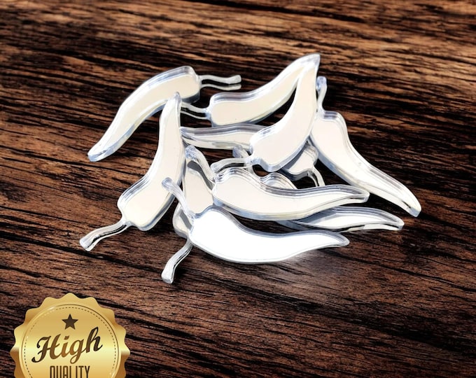 Chilli Pepper Acrylic Crafting Mirrors: Custom Colors, Sizes - Pack of 10