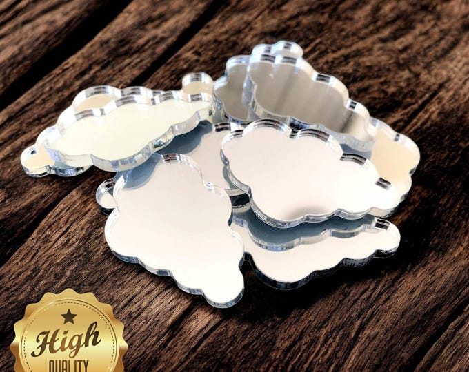 Cloud Shaped Acrylic Crafting Mirrors: Custom Colors, Sizes - Pack of 10