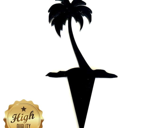 Personalized Palm Tree Cake Topper: Bespoke Acrylic Cupcake Decorations