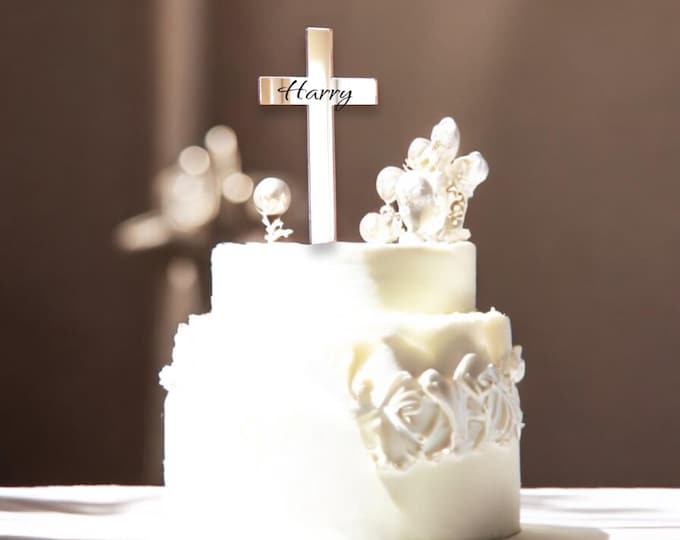 Cross Cake Toppers or Embellishments - Many Colour Choices, Any Bespoke Shapes & Themes Made