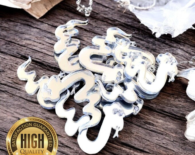 Snake Shaped Crafting Mirrors, Custom Colours, Woods, Sizes, Shapes, (Holes for Jewellery or hoops for invites) Packs of 10
