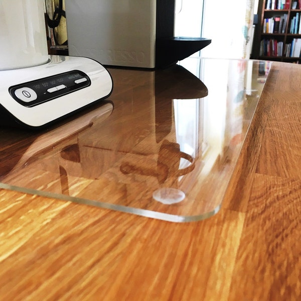 Square Worktop Saver in Clear Gloss Acrylic - 3 Sizes Available - 3mm thick, Bespoke Shapes / Sizes Made