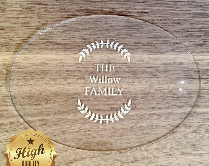 Clear Acrylic Oval Placemat: Custom Engraved Table Protector