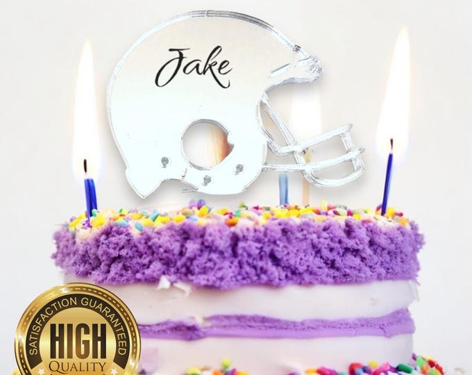American Footballer's Helmet Shaped Cake Toppers - Several Colour Options Available, Any Bespoke Style Made