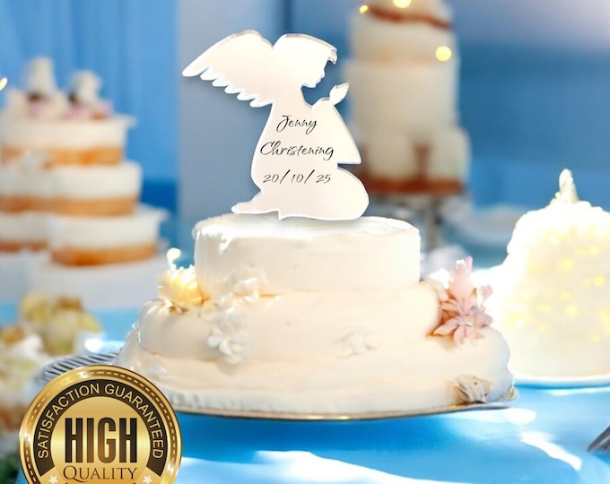 Angel Baptism / Christening Cake Toppers - Several Colour Options Available, Any Bespoke Style Made, Crafting emblems