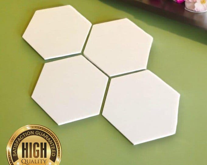 10 x Hexagon Mirrored Crafting Mosaic Wall Tiles, Custom Colours, Woods, Shapes & Sizes