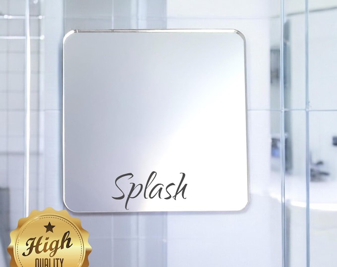 Rounded Corner Square Mirrors (Shower Mirror with Suckers), Custom Colours, Sizes, Shapes, Engraving Services