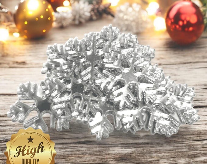 Christmas Snowflakes Shaped Crafting Mirrors, Custom Colours, Woods, Sizes, Shapes, (Holes for Jewellery or hoops for invites) Packs of 10