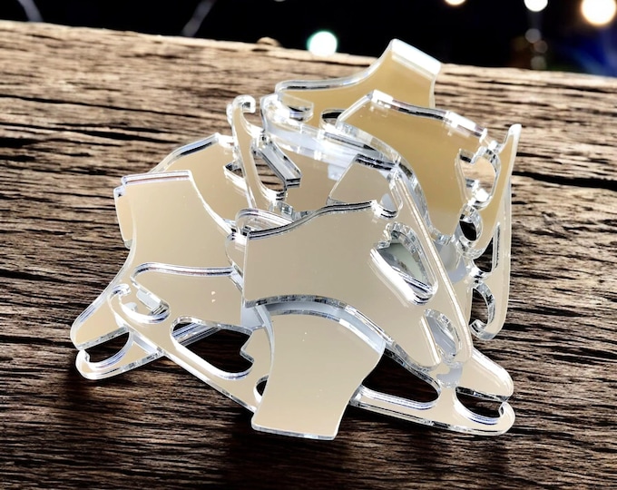 Ice Skate Acrylic Crafting Mirrors: Custom Colors & Sizes, Pack of 10