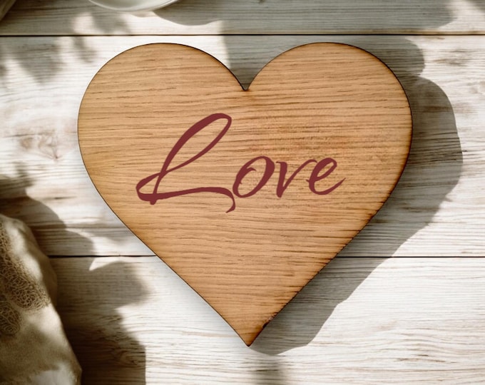 Engraved Heart Placemats: Wooden Oak, Walnut, or Cherry Coasters