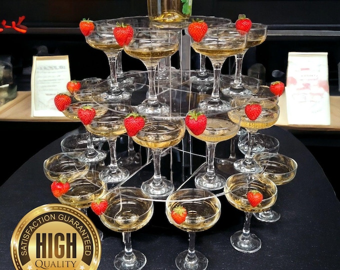 Champagne Towers, for Flute Glasses, Wedding & Party Cocktail Display Stands - Ideal for Weddings - Events - Easy to Assemble