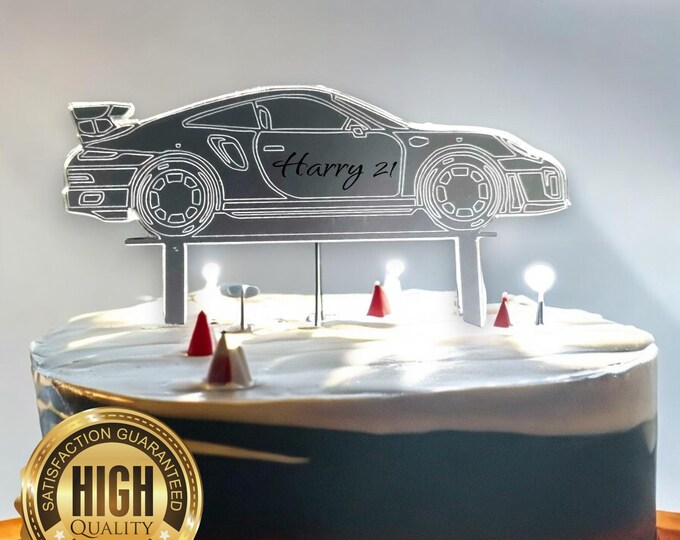 Any Style Sports Car Shaped Cake Toppers / Emblems - Custom Colours, Sizes, Shapes & Engraving Services