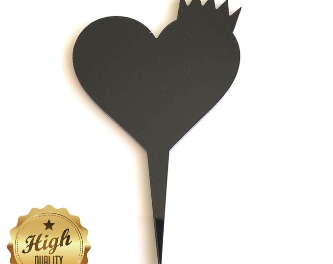Heart and Crown Cake Toppers: Acrylic Cupcake Decorations