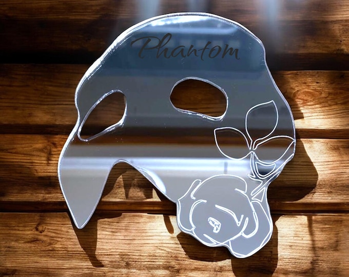 Mask & Rose Shaped Mirrors, Custom Colours, Sizes, Shapes, Engraving Services, Sizes up to 40cm