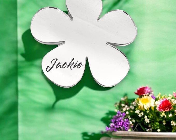 Daisy Shaped Mirrors with a White Acrylic Backing & Hooks, Bespoke Shapes / Colours Made