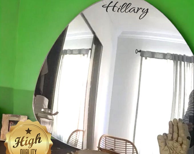 Pebble Acrylic Mirror: Curvy Round Shape, Custom Colors & Engraving (Up to 40cm)