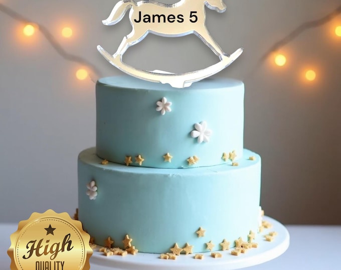 Rocking Horse Cake Topper: Bespoke Acrylic Cake Decoration