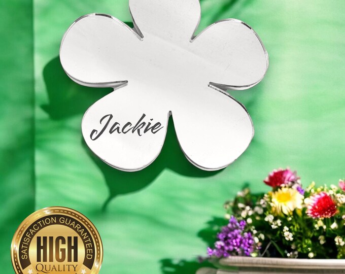 Daisy Shaped Mirrors with a White Acrylic Backing & Hooks, Bespoke Shapes / Colours Made