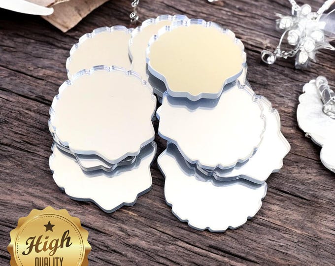Shell Shaped Crafting Mirrors, Custom Colours, Woods, Sizes, Shapes, (Holes for Jewellery or hoops for invites) Packs of 10