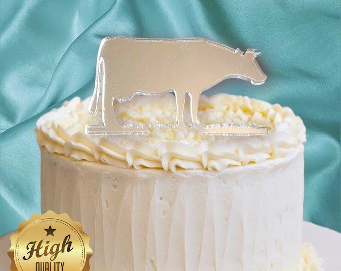 Cow Cake Topper: Acrylic Farm Animal Cupcake Decorations