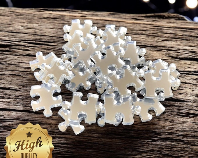 Jigsaw Shaped Crafting Mirrors, Custom Colours, Woods, Sizes, Shapes, (Holes for Jewellery or hoops for invites) Packs of 10