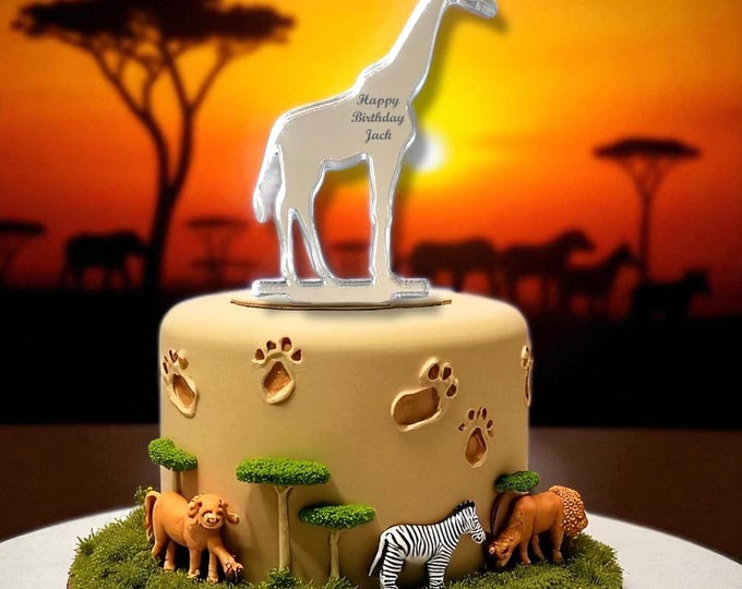 Giraffe Cake Topper: Acrylic Cupcake Decoration