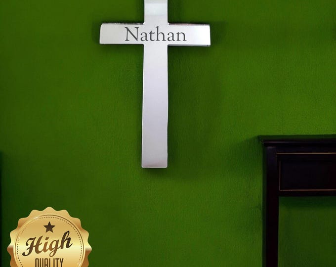 Christian & Catholic Cross Shaped Mirrors - Custom Sizes, Colours, Engraving Services Sizes up to 40cm
