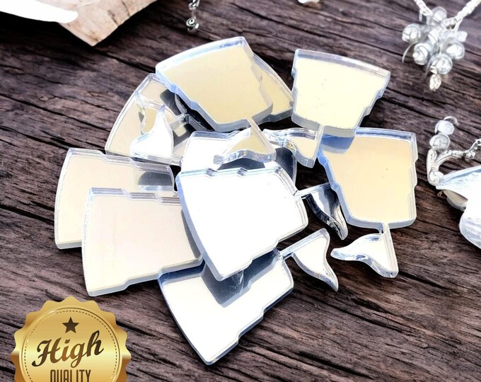 Sandcastle Shaped Crafting Mirrors, Custom Colours, Woods, Sizes, Shapes, (Holes for Jewellery or hoops for invites) Packs of 10