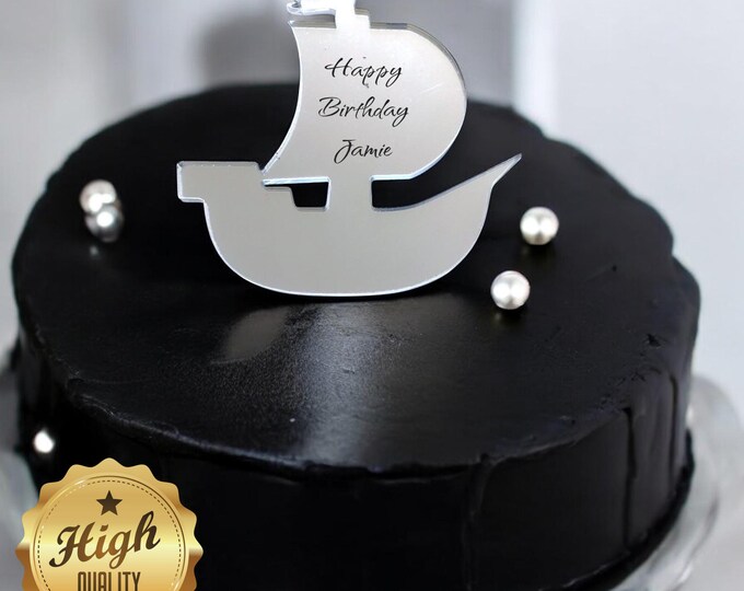 Pirate Ship Cake Topper: Custom Acrylic Cupcake Decorations