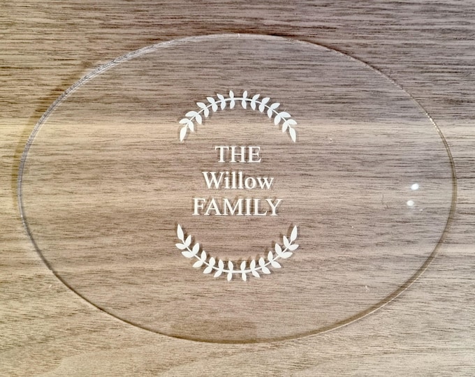 Clear Acrylic Oval Placemat: Custom Engraved Table Protector