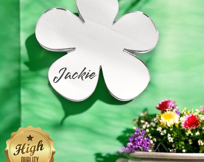 Daisy Shaped Mirrors with a White Acrylic Backing & Hooks, Bespoke Shapes / Colours Made