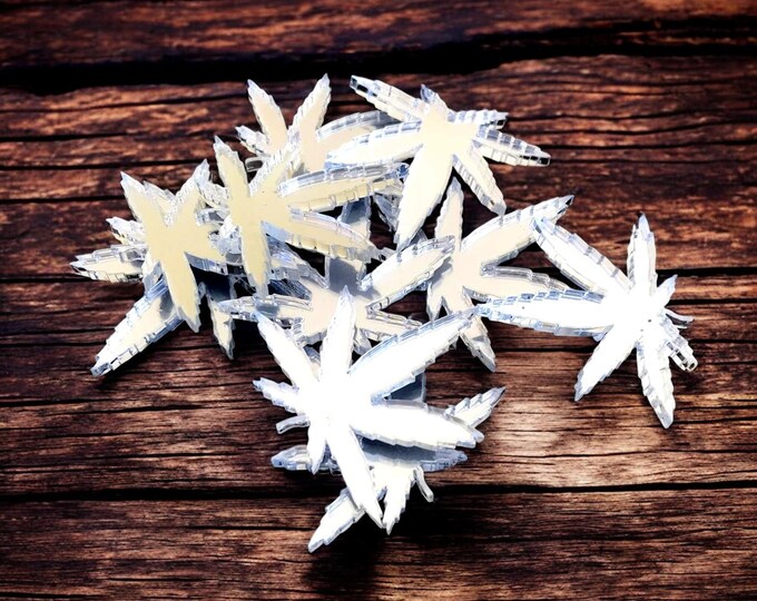 Hemp Leaf Acrylic Crafting Mirrors: Custom Colors, Sizes, Shapes (Pack of 10)