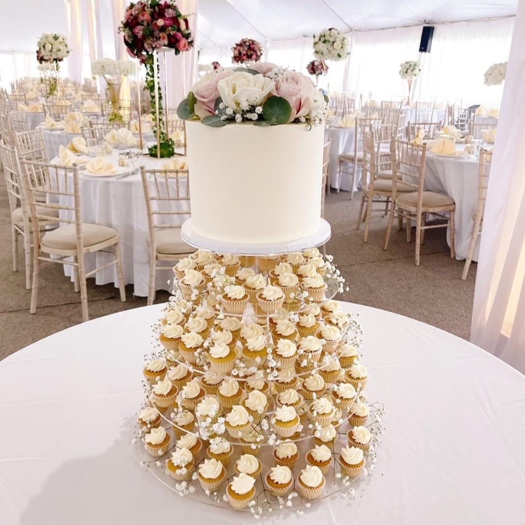 Set di alzata per torte in acrilico trasparente, per matrimoni