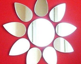 Flower Shaped Mirror (In 10 parts) - 5 Sizes, and colour mirrors available, Bespoke Shapes Made