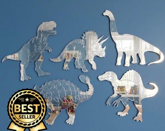 Custom Acrylic Dinosaur Wall Mirrors Set – Child Safe Shatterproof Shapes (Set of 5)