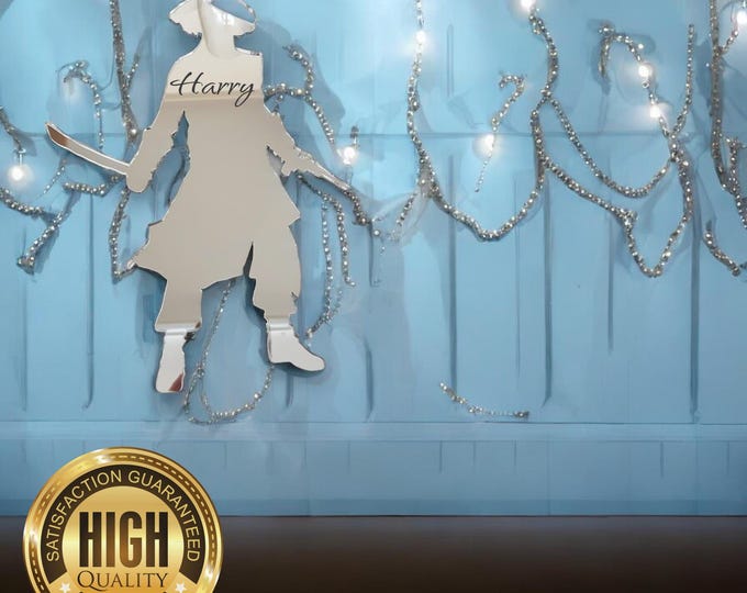 Custom Pirate Shaped Mirrors with Engraving Services, Various Colours & Hanging Options