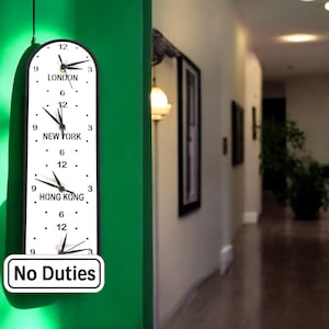 Reloj de zona horaria vertical a medida: colores y formas personalizados