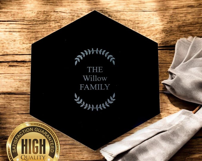 Hexagon Placemats & Coasters - Clear, Gloss or Matt Colours, Custom Sizes, Shapes, Colours, Engraving Services