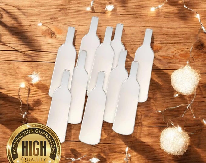 Bottle Shaped Crafting Mirrors, Custom Colours, Woods, Sizes, Shapes, (Holes for Jewellery or hoops for invites) Packs of 10