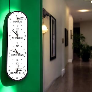 Bespoke Vertical Time Zone Clock: Custom Colors & Shapes