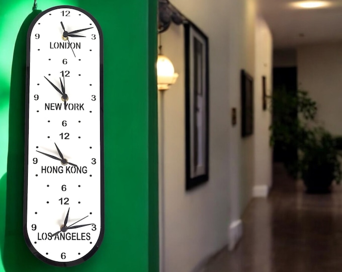 Bespoke Vertical Time Zone Clock: Custom Colors & Shapes